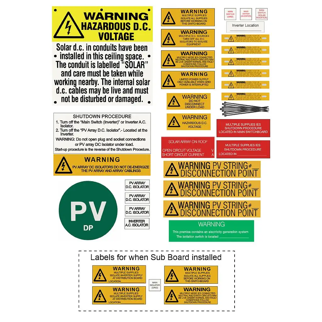 PV Label Kits New 5033